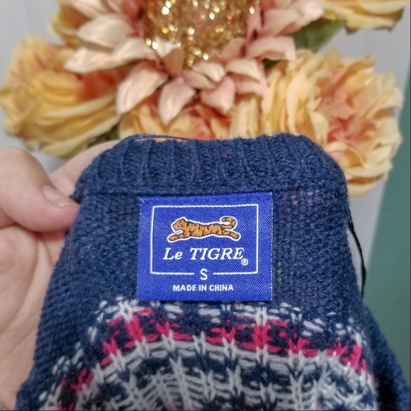 | le tigre | navy & pink fair isle sweater - Picture 4 of 5